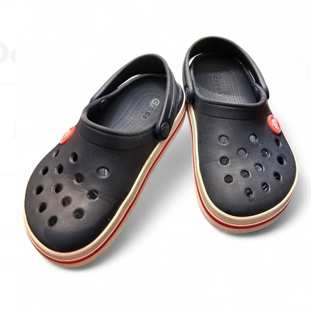 Crocs Kerren Kids Croc Slip On Clogs - Navy Red - Size C9.